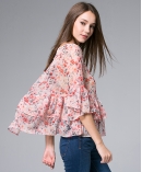 Flowers Printed silk Chiffon top